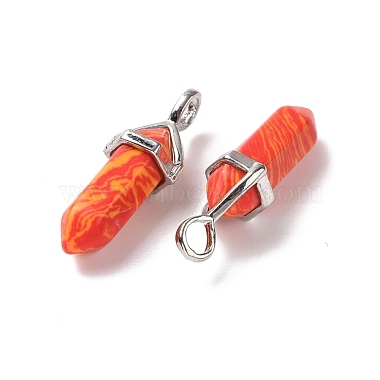 Synthetic Orange Red Malachite Pointed Pendants(G-K329-02P)-3