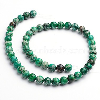 Brins de perles rondes en jaspe impérial naturel teint et chauffé(G-M274-07-6mm)-2