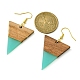 Resin & Walnut Wood Triangle Dangle Earrings(EJEW-JE05505-03)-2