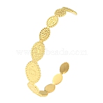 304 Stainless Steel Open Cuff Bangles for Women, Horse Eye with Sun, Golden, Inner Diameter: 2-5/8x2 inch(6.6x5cm)(STAS-D016-01G)