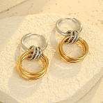 304 Stainless Steel Dangle Hoop Earrings for Women, Ring, Ring, 40x20mm(WG4D4B8-02)