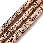 Electroplated Natural Lava Rock Beads Strands, Column, Copper Plated, 13x4mm, Hole: 1mm, about 29~30pcs/strand, 15.35~15.94 inch(39~40.5cm)(G-G984-02R)