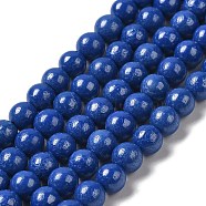 Cubic Zirconia Imitation Pearl Bead Strands, Round, Dark Blue, 5mm, Hole: 0.8mm, about 70~75pcs/strand, 13.66''~14.72''(34.7~37.4cm)(ZIRC-P109-03C-11)