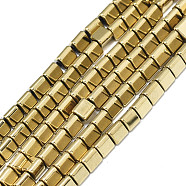Electroplate Non-magnetic Synthetic Hematite Beads Strands, Triangle, Real 18K Gold Plated, 3x3x2.5mm, Hole: 0.6mm, about 133~135pcs/strand, 15.75 inch(40cm)(G-S352-63)