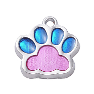 Alloy Enamel Pendants, Two Tone, Dog Paw Prints, Platinum, Violet, 17.7x16.6x2mm, Hole: 2mm(ENAM-TAC0001-06C)