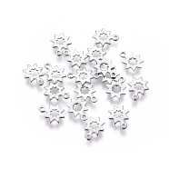 304 Stainless Steel Charms, Cut-Out, Hollow, Chain Extender Teardrop, Flower, Stainless Steel Color, 8x6x0.5mm, Hole: 0.8mm(STAS-G214-44P)