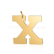 201 Stainless Steel Pendants, Letter, Golden, Letter.X, 29.5x30.5x1.5mm, Hole: 4.5mm(STAS-S105-T585G-X)