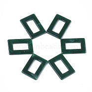 Acrylic Linking Rings, Imitation Gemstone Style, Rectangle, Dark Green, 26x18x2.5mm, Hole: 16x8mm, about 560pcs/500g(OACR-S021-23F)