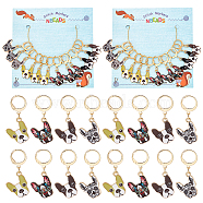 12Pcs 4 Style Alloy Enamel Dog Charms Locking Stitch Makers, with Golden 304 Stainless Steel Leverback Earring Findings, Mixed Color, 36mm, Pin: 1x0.8mm, 3Pcs/style(HJEW-PH01589)