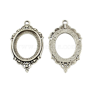 Tibetan Style Zinc Alloy Open Back Pendant Cabochons Settings, Oval, Lead Free & Cadmium Free, Antique Silver, 42.6x23.7x3mm, Hole: 2.5mm, Tray: 25x18.5mm, about 147pcs/500g(TIBEP-R334-245AS-RS)