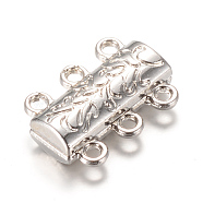 Alloy Magnetic Clasps with Loops, Platinum, 14x19x6mm, Hole: 2mm(PALLOY-Q328-06P)
