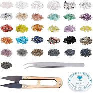 CHGCRAFT DIY Stretch Bracelets Making Kits, Including 240g Gemstone Beads, 70g Glass Seed Beads, 1Pc 304 Stainless Steel Tweezers, 2 Rolls Elastic Crystal Thread and 1Pc Steel Scissors, Mixed Color, 5~8x5~8mm, Hole: 1mm(DIY-CA0002-37)