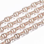 Brass Mariner Link Chains, Soldered, with Spool, Rose Gold, 10x6.6x1.4mm, about 16.4 Feet(5m)/roll(CHC-S009-010RG)