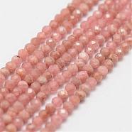 Natural Rhodochrosite Beads Strands, Grade AA, Faceted, Round, 2mm, Hole: 0.5mm, about 160~179pcs/strand, 12.5 inch~12.9  inch(320~330mm)(G-P270-2mm-17)