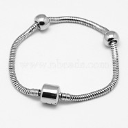 304 Stainless Steel European Style Bracelets for Jewelry Making, Stainless Steel Color, 200x3mm(PPJ-F002-02B)