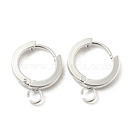 201 Stainless Steel Huggie Hoop Earrings Findings, with Vertical Loop, with 316 Surgical Stainless Steel Earring Pins, Ring, Silver, 13x2mm, Hole: 2.7mm, Pin: 1mm(STAS-A167-01F-S)