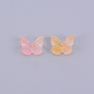 Transparent & Frosted Czech Glass Beads, with Glitter Powder, Butterfly, Sandy Brown, 9.5x11x3.8~4.5mm, Hole: 1.2mm(KY-CJC0004-02D)