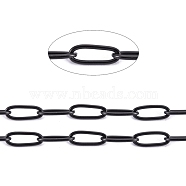 304 Stainless Steel Paperclip Chains, Soldered, with Spool, Electrophoresis Black, 4.8x2.5x0.5mm, about 32.8 Feet(10m)/roll(CHS-F010-01B-B-01)