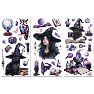 3 Sheets 3 Styles PVC Waterproof Decorative Stickers, Self Adhesive Decals for Furniture Decoration, Witch, 300x150mm, 1 sheet/style(DIY-WH0404-199)