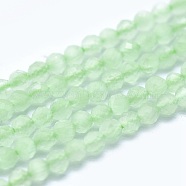 Cat Eye Beads Strands, Round, Faceted, Light Green, 2mm, Hole: 0.2mm, 14.17 inch(36cm), 174~184pcs/strand(CE-I005-A02)