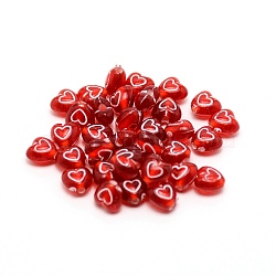 Transparent Acrylic Beads, with Enamel, Heart, FireBrick, 6.5x6.5x4.5mm, Hole: 1mm, 100pcs/bag(TACR-TAC0001-05F)