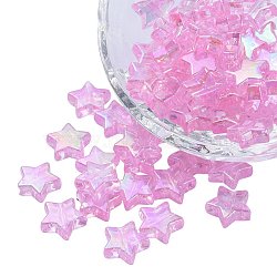 Eco-Friendly Transparent Acrylic Beads, Star, AB Color, Pink, 10x4mm, Hole: 1.5mm, about 100pcs/bag(TACR-YW0001-01D)