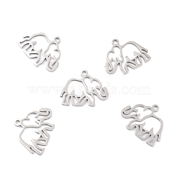 Non-Tarnish 201 Stainless Steel Pendants, Elephant, Stainless Steel Color, 16x20x1mm, Hole: 1.6mm(STAS-K003-06P)