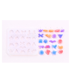 Silicone Mold, Epoxy Resin Craft Making, Geometric Pattern Stars & CLoud & Moon & Heart & Bowknot, White, 85x95mm, Inner Diameter: 5~19x11~22mm(SIMO-S002-01A)