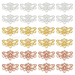 ARRICRAFT 120Pcs 3 Colors Alloy Chandelier Components Links, 6 Loop Connector, Long-Lasting Plated, Butterfly, Mixed Color, 10.5x18x2.5mm, Hole: 1.2mm, 40pcs/color(FIND-AR0001-81)