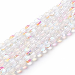 Synthetic Moonstone Beads Strands, Round, Clear AB, 6mm, Hole: 0.8mm, about 63pcs/strand, 14.57''~15.55''(37~39.5cm)(G-E573-02A-14)