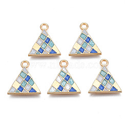 Alloy Enamel Pendants, Cadmium Free & Lead Free, Light Gold, Triangle, Royal Blue, 17x15x1.5mm, Hole: 1.8mm(X-ENAM-Q446-005A-RS)