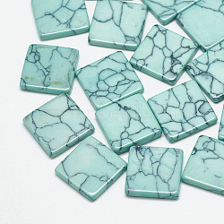 Synthetic Turquoise Cabochons, Dyed, Square, Pale Turquoise, 9.5~10x9.5~10x2mm(TURQ-S290-41C-02)