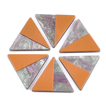 Resin Cabochons, Triangle, Dark Orange, 26x30x2.5~3mm