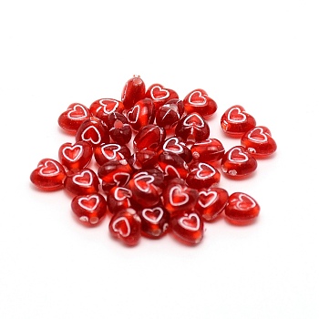 Transparent Acrylic Beads, with Enamel, Heart, FireBrick, 6.5x6.5x4.5mm, Hole: 1mm, 100pcs/bag