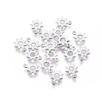 304 Stainless Steel Charms, Cut-Out, Hollow, Chain Extender Teardrop, Flower, Stainless Steel Color, 8x6x0.5mm, Hole: 0.8mm