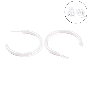 Hypoallergenic Bioceramics Zirconia Ceramic Ring Stud Earrings, Half Hoop Earrings, No Fading and Nickel Free, WhiteSmoke, 30x2.5x27mm