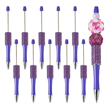 ABS Plastic Ball-Point Pen, Baking Paint Beadable Pen, for DIY Personalized Pen with Jewelry Bead, Blue Violet, 138~145x14mm