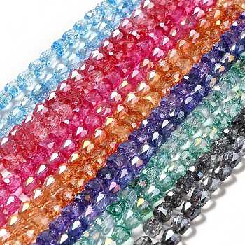 Electroplate Transparent Glass Beads Strand, AB Color Plated, Faceted, Bell, Mixed Color, 8x8mm, Hole: 1.2mm, about 60pcs/strand, 18.11 inch(46cm)
