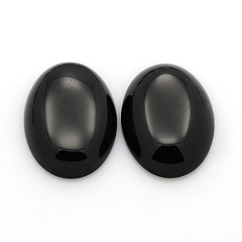 Natural Black Agate Cabochons, Oval, 25x18x5~7mm