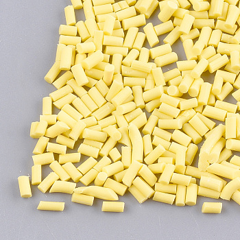 Handmade Polymer Clay Sprinkle Beads, Fake Food Craft, No Hole, Column, Champagne Yellow, 2~6x1.5mm