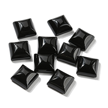 Natural Black Onyx Cabochons, Dyed & Heated, Square, 10x10x5mm