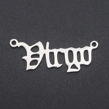 201 Stainless Steel Links, Twelve Constellations, Old English, Laser Cut, Virgo, 10x26x1mm, Hole: 1.2mm