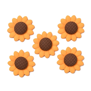 Opaque Resin Cabochons, Sunflower, Orange, 22x7mm