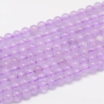 Natural Amethyst Beads Strands, Round, Violet, 5mm, Hole: 0.8mm, about 78pcs/strand, 16 inch