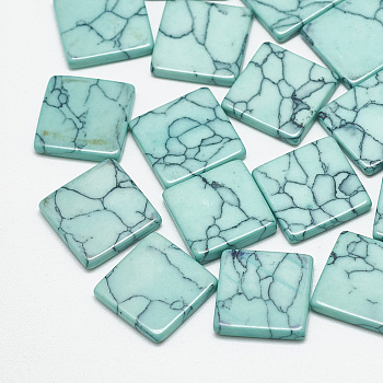 Synthetic Turquoise Cabochons, Dyed, Square, Pale Turquoise, 9.5~10x9.5~10x2mm