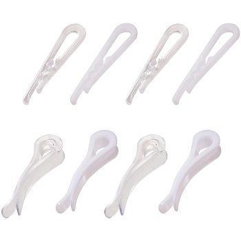 Plastic Clips, for Shirt Packing, White & Clear, 37.5x7.5x9.5mm, 40.5x2.5x9.5mm, 400pcs/set
