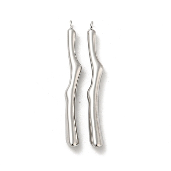 304 Stainless Steel Pendants, Branch Charm, Stainless Steel Color, 26x3x2mm, Hole: 1.2mm