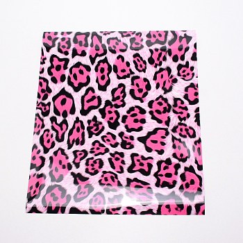 PU Heat Transfer Film, for Garment Accessories, Rectangle with Leopard Pattern, Hot Pink, 305x250x0.3mm