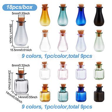 Benecreat 18piezas 18 adorno de botellas de corcho de vidrio de colores(AJEW-BC0003-98)-2