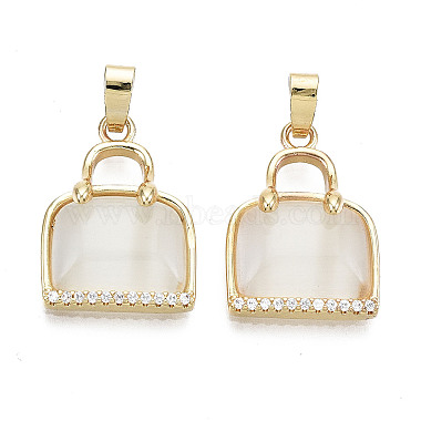 Real 18K Gold Plated Creamy White Bag Chalcedony Pendants